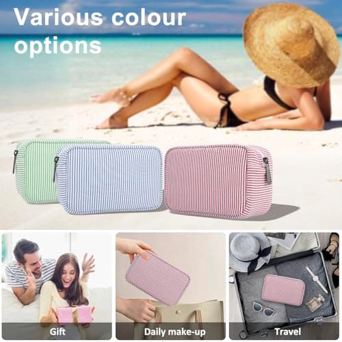 JINSI Travel Makeup Bag for Women Stripe Cosmetic Organizer Toiletry Bag — view 6