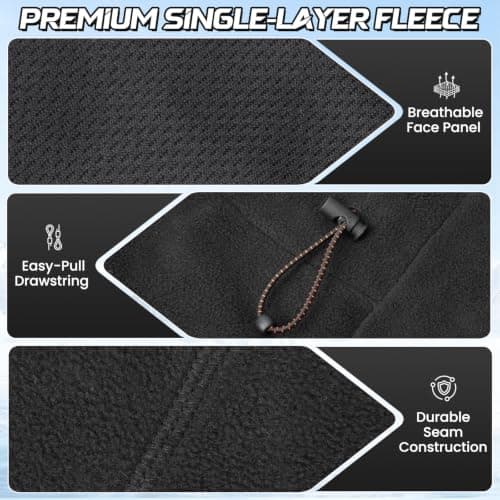 Beehow Balaclava Ski Mask for Men, Fleece Thermal Winter Face Cover Black — view 4