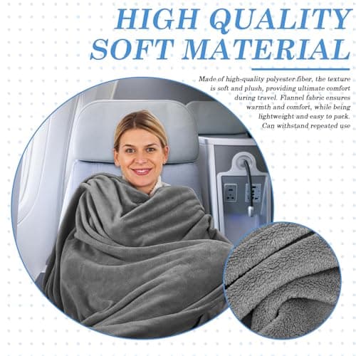 Pritok 2-in-1 Travel Blanket & Pillow Set - Soft Flannel, Luggage Sleeve, Backpack Clip (Grey) — view 4