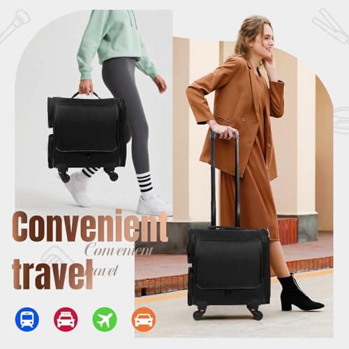 Rolling Makeup Train Case, Professional Makeup Organiser Case, Large Travel Cosmetic Organizer Make Up Storage Bag Trolley for Artist, Hairstylist, Vanity Beauty Box with 5 Toiletry Bags — view 3