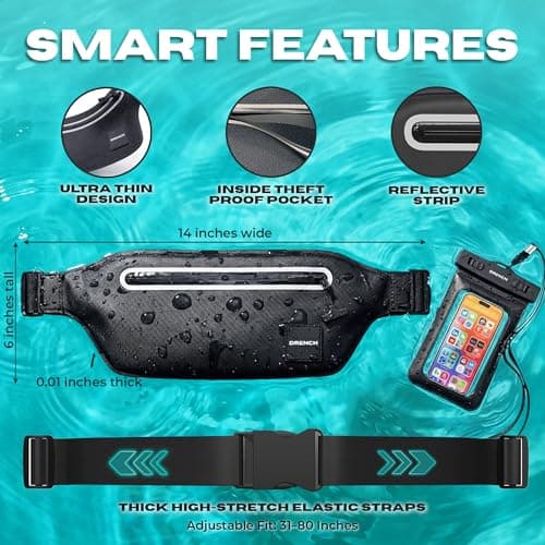 Drench Anti Theft Travel Bum Bag – Orange + Black | 2 Submersible Dry Bags + Floating Phone Cases — view 4