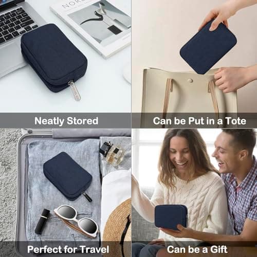 DOB SECHS Waterproof Canvas Mini Travel Makeup Carrying Case Wash Bags Cosmetic Bag Portable Electronics Accessories Organizer Wash Gym Shaving Bag, Blue — view 4
