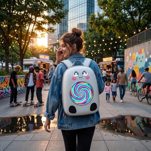 AMONIDA LED Backpack with Programmable Color Screen, Water Proof Hard Shell — view 2