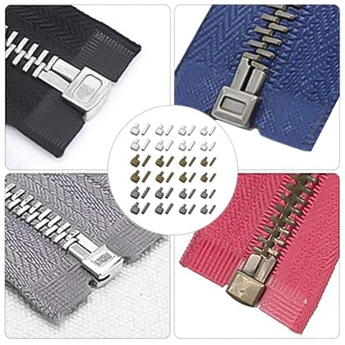 48 Pcs Zip Repair Kit - Metal Zip Replacement, Latch Head Slider Retainer, Stopper for Sewing, DIY (Antique Bronze, Platinum, Gunmetal, Sizes #3, #5, #8, #10) — view 6