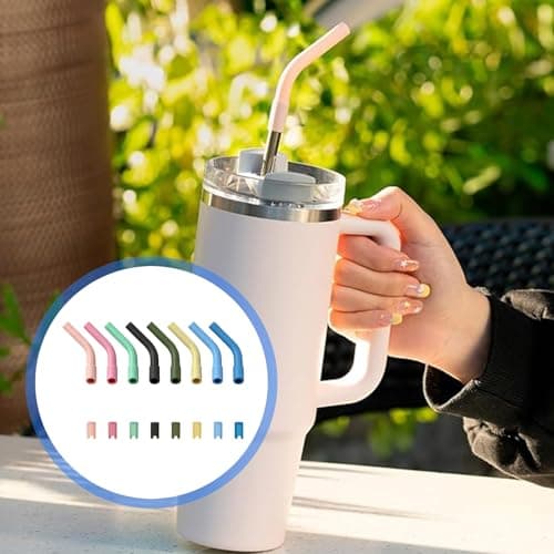 YIGZYCN 8 Pack Silicone Straw Heat Protectors Tongue Burn Ideal for Hot Drinks Winter Use Portable Silicone Straw Guards Easy Carry Travel Camping — view 2