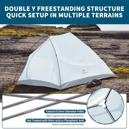 Naturehike Cloud Up 210T Polyester Camping Tent, Windproof Tent, 1 Person, Baby Blue — view 3