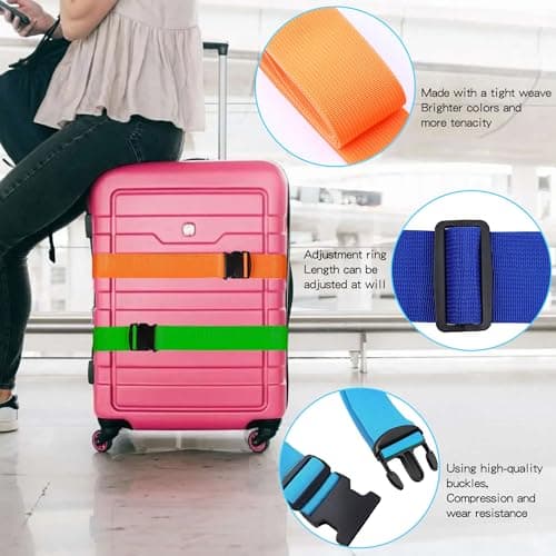 Inorbit 4 Pack Luggage Straps for Suitcase Straps,Personalised Luggage Straps for Suitcases,Adjustable Travel Packing Secure Belt Accessory Set for Travel Bag — view 3