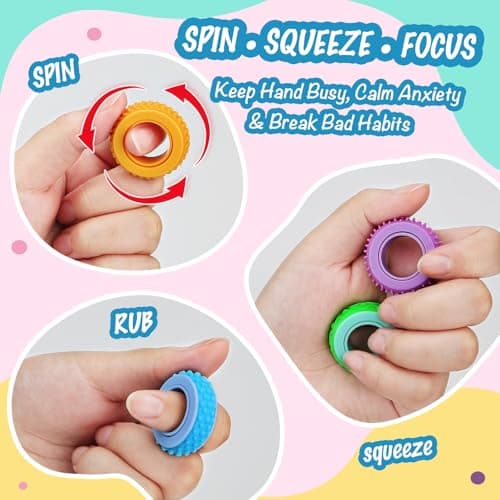 Fidget Rings for Kids & Adults – 12pk Sensory Spinner Toys — view 3