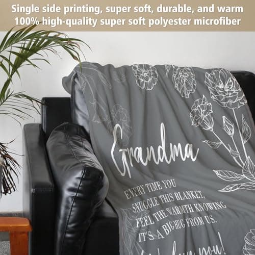 Niyewsor Grandma Gifts, Grandma Floral Blanket 50" x 60", Gray — view 4