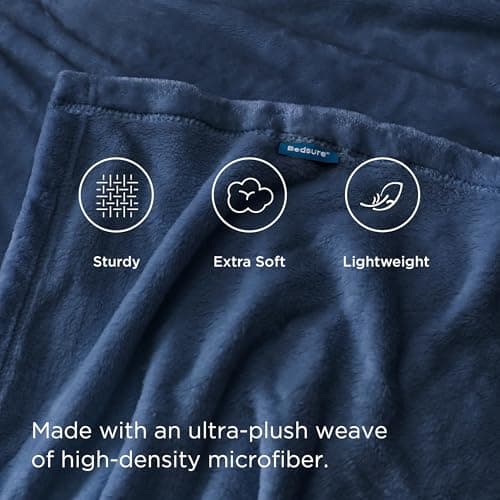 Bedsure Fleece Throw Blanket for Sofa - Flannel Fleece, Blue, 130x150 cm — view 3