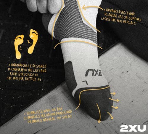 2XU Unisex Vectr Light Cush 1/4 Crew Sock White/Grey S — view 5