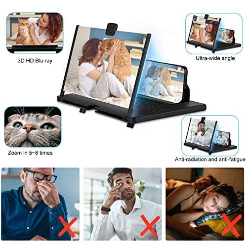 Hopeful 14" Thin Foldable Phone Magnifier Screen Foldable HD 3D Blu-ray Easy to Carry Gadgets for Men Gifts Technology 3d Movies Phone Projector（black） — view 3