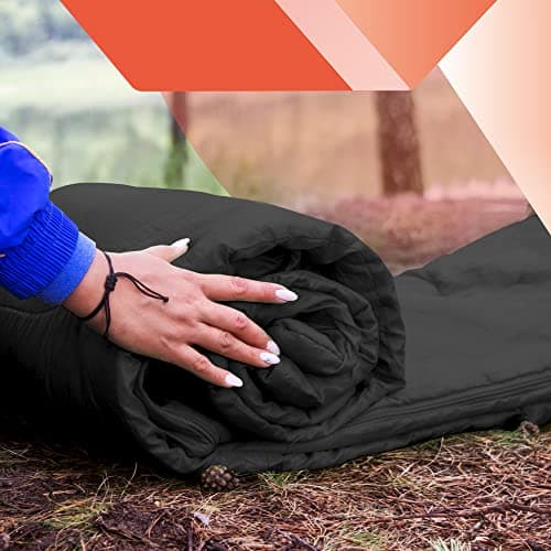 azark Premium Double Sleeping Bag, 350GSM, Lightweight and Waterproof, 4 Seasons of Camping, Hiking and Outdoors, Sleeping bag for Adults & Kids (Black) — view 6