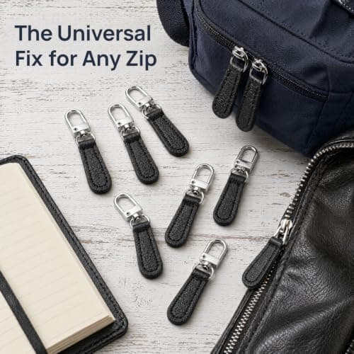 8 PCS Zipper Pulls Replacement, Detachable Leather Zip Repair Kit, Tool-Free Zipper Pull Replacement for Luggage, Backpacks, Jackets, Purses and Suitcases — view 5