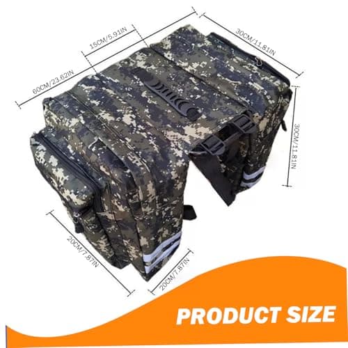 Pesoncarl Bike Saddle Bag, Large Camo Panniers Bike Bags, Protable Rack Bag with Reflective Stripe & Multi Pockets, Saddle Bags for Rear Rack, Trunk for Mountain, sports — view 3