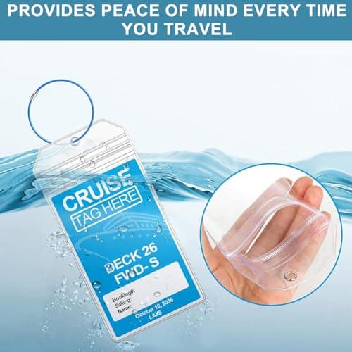 4PCS Cruise Luggage Tag Holder - Waterproof Travel Tags - Clear Suitcase Tags - Zip Seal & Steel Loops - Luggage Accessories for Cruise Ships & Travel — view 6