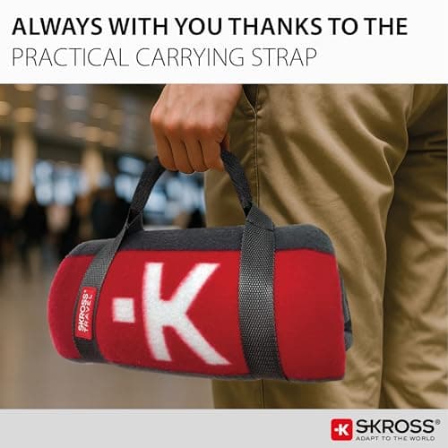 SKROSS Soft Fleece Blanket, Grey & Red — view 4