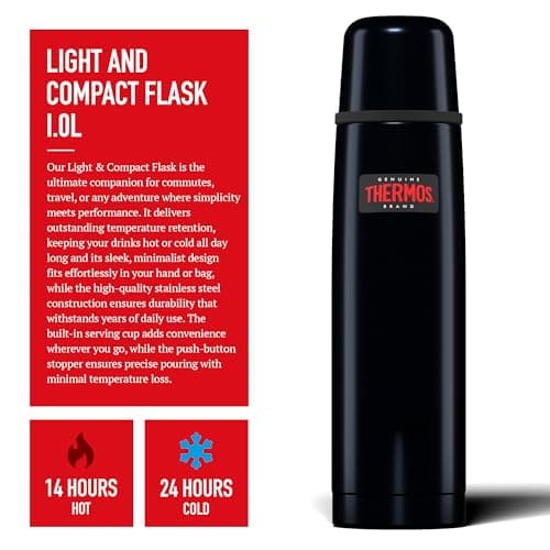 Thermos Light & Compact Blue Drinks Flask (1L) 14h Hot | 24h Cold — view 2