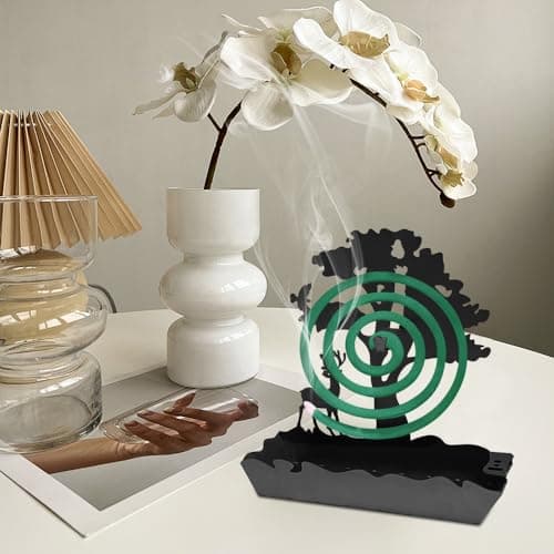 Mosquito Coils Spiral Holder Metal Tree & Reindeer, Spiral Coils Holder for Burning Coils Citronella, Mosquito Repellent Coils Rack, Incense Coil Holder Sandalwood Indoor Outdoor Mosquitoes (Black) — view 4