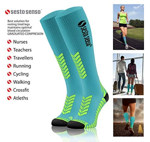 Sesto Senso Compression High Socks Women Men Sport Running 1-3 Pairs 7-10 Turquoise — view 6
