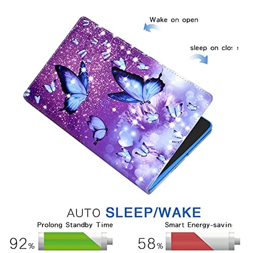 AUSMIX iPad Mini Case, Protective Cover for Mini 5/4/3/2, PU Leather Smart Auto Wake/Sleep Case with Stand, Card Slot, Pencil Holder, 7.9 Inch, Purple Butterfly — view 4