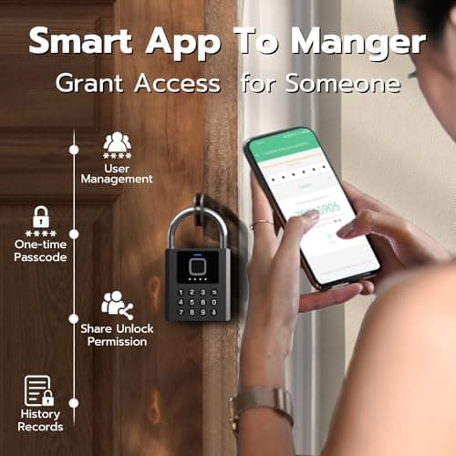 Eseesmart Fingerprint Locker Padlock - Smart Padlock with Key, Biometric Combo Lock with Padlock Bluetooth APP, Waterproof for Storage Unit Outdoor Fence Gate Shed Gym School Locker — view 5