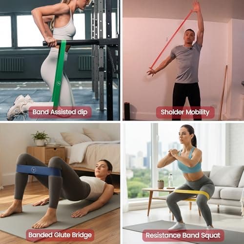 Y.B Fit Resistance Bands Set – 5 Multi-Resistance Levels Fitness Elastic Bands for Exercise, Pilates, Yoga, Glutes – Includes Carry Bag for Home Gym & Travel – Workout & Stretch Training Equipment — view 4