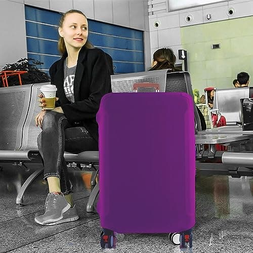 Printed Design Travel Trolley Case Cover Protector Washable Suitcase Cover Luggage Storage Covers for 18-28 Inch Luggage Cover (purple-gold D, S (18-21 inch Luggage)) — view 4