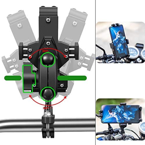iMESTOU Aluminium Motorcycle Phone Mount U-Bolt Handlebar 1" Ball Stem Cellphone Holder 360 Rotating Universal for 4.0“-7.2” Large Phones — view 3