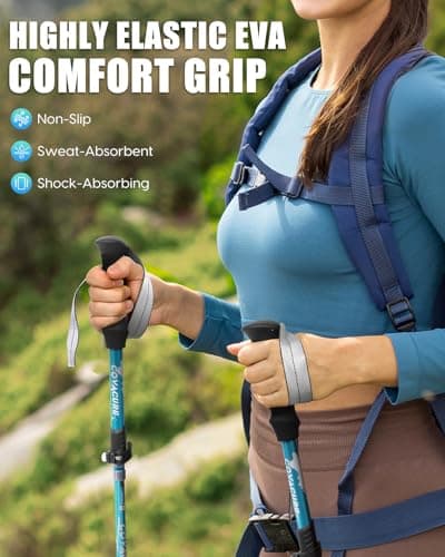 covacure Walking Poles, 7075 Aluminum Tri-fold, Adjustable Height, 2PCS — view 4