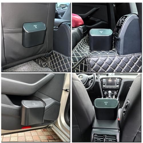 KITBEST 2 Pack Car Bin Mini Trash Can with Lid+ 120 Garbage Bags+ 4 Hooks — view 3