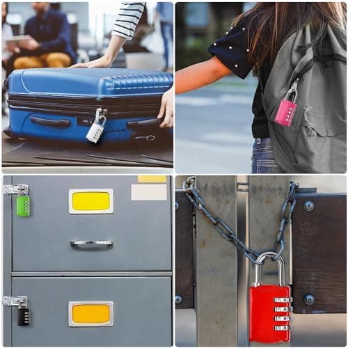 mizikuu 6 Pack Luggage Locks Code Padlock, Combination Padlocks 4 Digit Pad Lock Small Padlock for Suitcase Padlocks Weatherproof Zinc Pad Locks with Code for Doors, Garages, Gyms Lockers — view 6