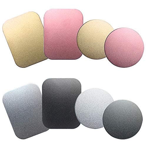 SENHAI 8 pcs Phone Car Mount Metal Plate with Adhesive for Magnetic Cradle-less Mount, 4 Rectangular and 4 Round - Black, Silver, Gold, Rose Red