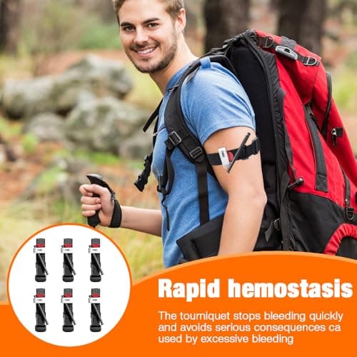 Mineup 6 Pack Tourniquet, 38 Inch Hemostatic Bandage, Outdoor Emergency Tourniquet, Tourniquet Emergency Strap, Portable Tourniquet First Aid, Tactical Emergency Strap for Camping Mount Outdoor Sports — view 2