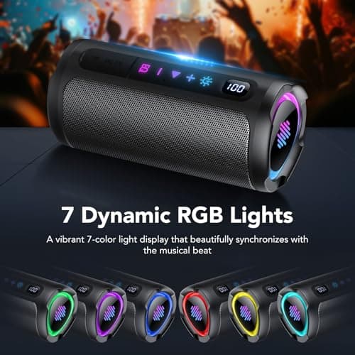 aowoka Bluetooth Speaker, Portable Wireless Bluetooth 5.4 Speaker, 20W Stereo Sound, Deep Bass, LED Display, 20H Playtime, IPX7 Waterproof, TWS Pairing for Outdoor, Party, Travel — view 6