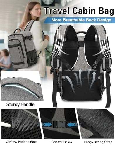 KLOSTAIN Cabin Bags 40x20x25 for Ryanair Underseat Travel Backpack Hand Luggage Carry-ons Bag Cabin Size 20L for Airplanes Flight Ruscksack Grey Black — view 5
