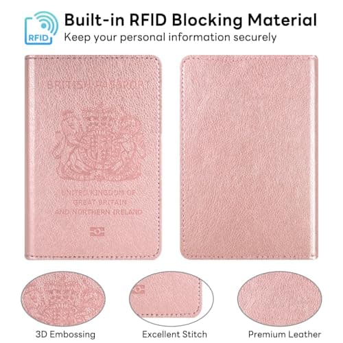 YAVIV Passport Holder for Women&Men，Travel Wallet RFID Blocking-Rose Gold — view 2