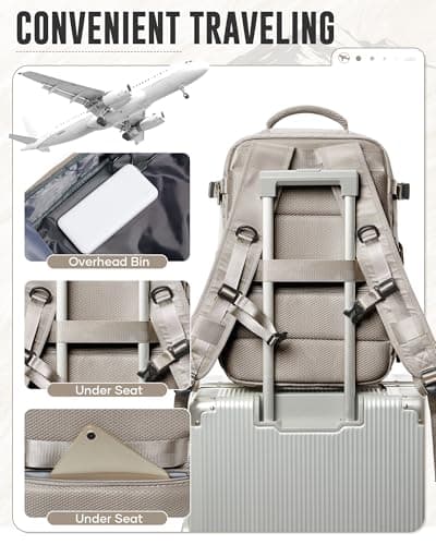 WEPOET Vacuum Backpack Travel with Pump Women, Carry On Laptop Compression Backpack Flight Approved, Ryanair Cabin Bags for Men, Waterproof Travel Bag with Vacuum System(Grey brown) — view 6