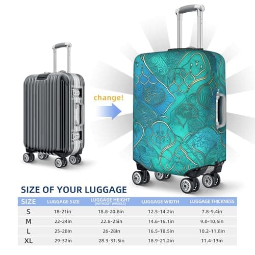 NBSKSDLK Travel Luggage Cover Turquoise Pattern Suitcase Protector Anti-Scratch Washable Baggage Covers Elastic Suitcase Cover Tsa Approved Baggage Protector Fit 18-32 Inch Luggage, Black, X-Large — view 6