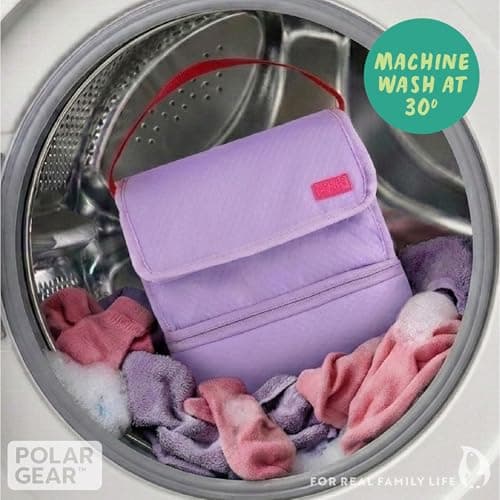 Polar Gear 2 Compartment Washshable Lunch Bag in Lavender. Fully Insulated to Keep Food Cooler for Longer. Personalise Your Lunch Bag with the Name Card Inside the Bag — view 6