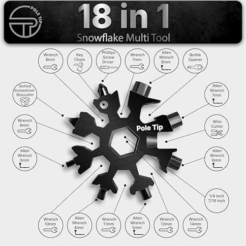 Pole Tip 18 in 1 Snowflake Multi Tool and 46 in 1 Credit Card Multi Tool, Cool gadets for Men, Birthday Gifts for Him, Christmas Gifts for Men who Have Everything, Camping Tools — view 3