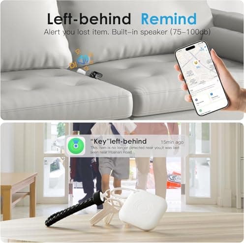 4 Pack Bluetooth Luggage Tracker Key Tracker Work with Find My (iOS Only),Lightweight Item Finders Prevent Loss of Key,Bag,Wallet,Suitcase,IP67 Waterproof and Battery Replaceable — view 6