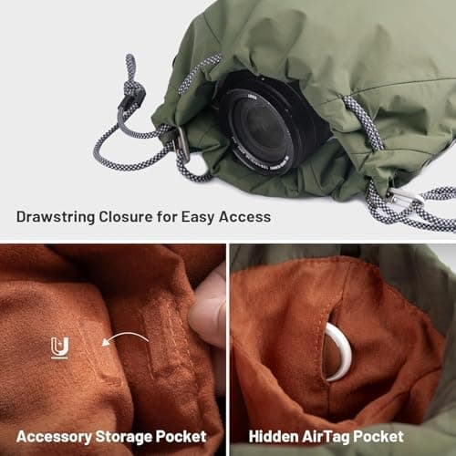 PGYTECH OneGo Drawstring Camera Shoulder Bag Handbag, Soft Camera Case Pouch Compatible with Mirrorless Cameras/Nikon/Canon/Sony/Fujifilm, for Instax/Action Cameras/DJI OSMO Pocket 4/3, White — view 4