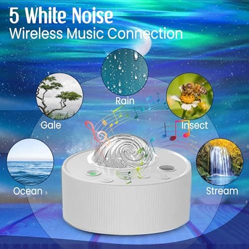 Northern Lights Aurora Sensory Light Star Projector Galaxy Projector with White Noise Machine, Bluetooth, Remote, Timer, Led Lights for Bedroom Decor Bedside Lamp Bedroom Accessories Women/Girls Gifts — view 3