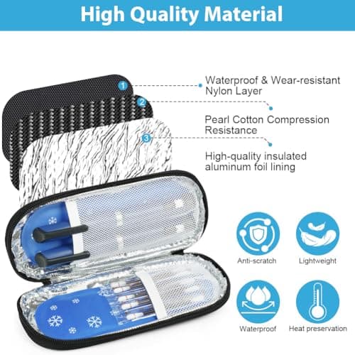 Fefod Insulin Cooler Travel Case, Medicine Cool Bag Travel with 2 Ice Packs, Diabetic Supplies Insulin Pen Case, Portable Insulin Travail Case, Medication Cooler Bag for Fridge, Royal Blue — view 3