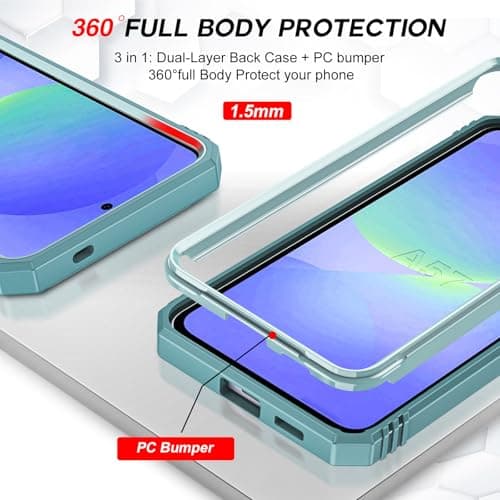 LeYi for Samsung Galaxy A57 5G Phone Case with Camera Cover Slider, Green — view 6
