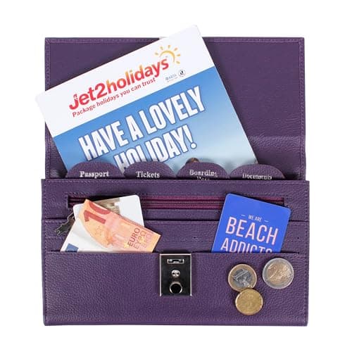 AR BRAND EST. 2021 Travel Document Wallet Organiser with Lock for Passport (Purple) — view 2