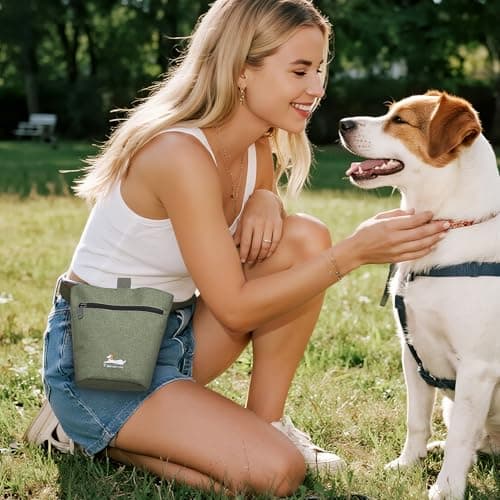 TAIHOYIN Dog Travel Bag for Pet Kit Outdoor with 2 Food Bags + 2 Collapsible Bowls + Feeding Mat + Dog Treat Bum Pouch 7-Piece Set for Pet Accessories Organizer Traveling Walking Camping, Olive Green — view 2