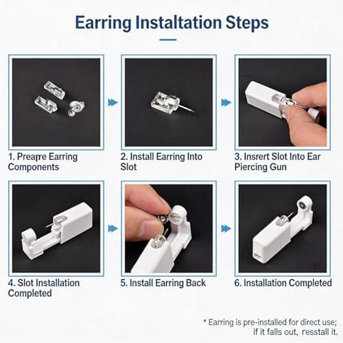 FJDRSIG 2 Pcs Disposable Ear Piercing Kit, Painless Self Ear Piercing Gun Kit, Portable Self Ears Piercings, Safety Ears Piercings Gun Tool,for Girls Boys Women Men Lobe Cartilage Helix(White) — view 4