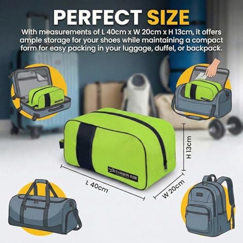 Waterproof Sports Boot/Shoe/Travel Bag for Football Cricket Rugby Golf Toiletry Gym for Men/Women (Fluorescent Green) — view 3